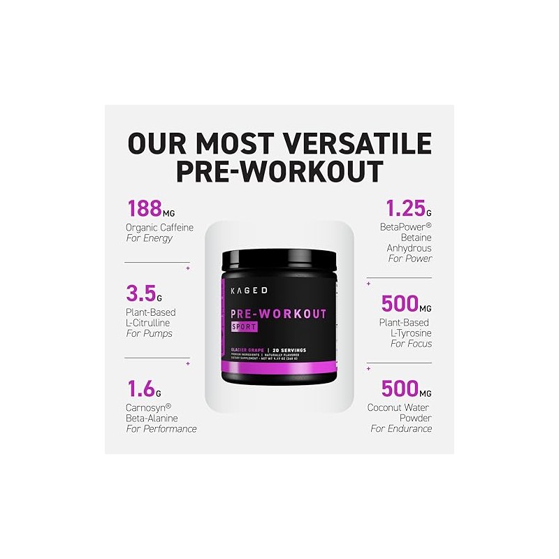 Kaged Polvo Deportivo Pre-entrenamiento para Hombres y Mujeres