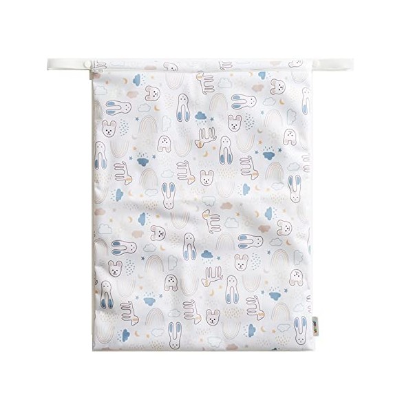 Imsevimse Vimse Washable Nappy Bag Wetbag Large (White Teddy), 46