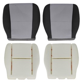 NLQR Driver and Passenger Side Bottom Replacement Seat Covers & Two Sides Bottom Foam Cushion Compatible with Chevy Silverado Tahoe Suburban Avalanche Yukon GMC Sierra 2007-2014