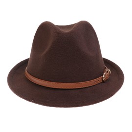 NiceYnn Women Men Wool Panama Hat Curl Brim Jazz Fedoras Gangster Trilby Derby Party Church Hat, Homburg 1920S Vintage Manhattan Felt Cap Coffee & Belt