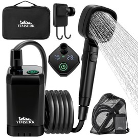 7800mAh Portable Shower for Camping, Rechargeable Electric Outdoor Shower Kit with Handbag, Filtered Shower Head, IPX7 Waterproof Shower Pump for Camp, Hiking, Car Washing, Pet Bath （Black）