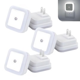 JRQLOV 6 pcs Square LED Night Light Intelligent Sensor Control Induction Energy-Saving Bedside Socket Lamp Room Hallway Toilet Wall Home Lighting
