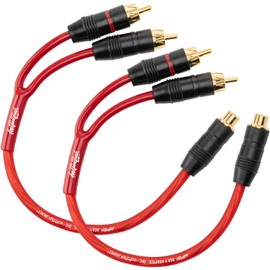 Install Link Audio Cable RCA for Subwoofer or Stereo Cable, Y Adapter 1-Female to 2-Male Splitter, 2pk