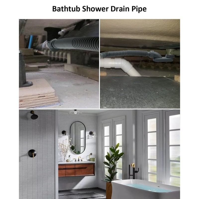 Nagoyuki Low Profile 1 1/2 P Siphon, Flexible Bathtub Shower