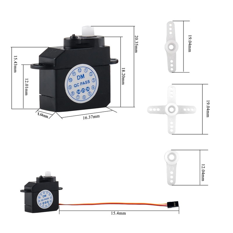 RCmall 4Pcs DM-S0020 2.1g Ultra-Micro Servo Coreless Motor 2g Digital
