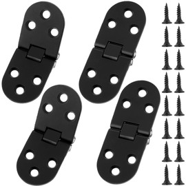 Pack of 4 Hinges Folding Box Strap Black Furniture Hinges Furniture Hinges Connectors Rustproof Folding Hinge 180 Degree Hinges for Wooden Door Garden Doors Furniture Doors Tool Boxes