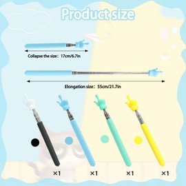 Telescopic Teachers Pointer，Retractable Pointer Set for Teachers, 4-Pack of Black, Yellow, Blue, Green Finger Shape Design, Flexible Length, Classroom Tools, Gift for Teachers