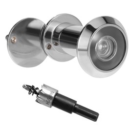 Door Viewer with Privacy Screen, 200° Wide Angle Optical Glass Lenses, Borehole, Diameter 16 mm, Spy with Drill, Adjustable Length Door Viewer for 35-60 mm Thick Doors (Silver)