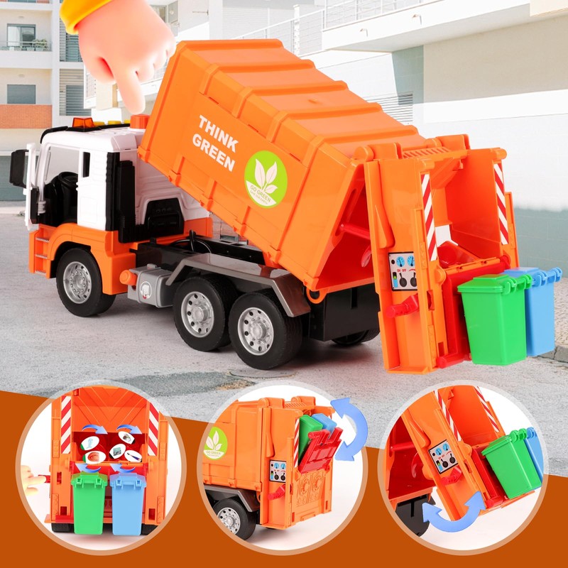 BunnyJOY Garbage Car Toy 12 Inch with Lights and Sound,