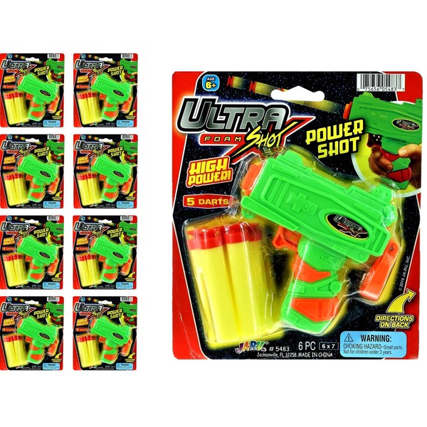 JA-RU Ultra Foam Dart Gun Super Mega Powerful Shotgun Blaster Shot Handgun for Kids and Adults Great Party Favor Set Plus 1 Bouncy Ball (8 Packs). 5483-8p