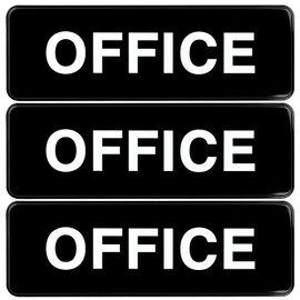 Excello Global Products Easy to Mount 9 by 3 in Informative Plastic Office Sign with Symbols, Black, Pack of 3