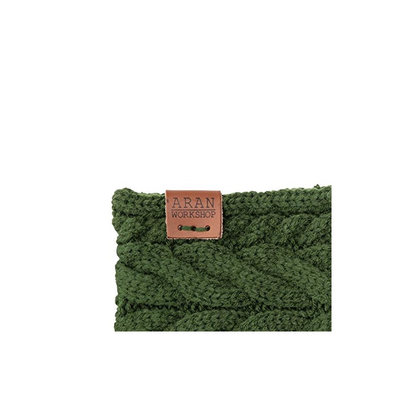 Aran Workshop Buttoned Knitted Style Cable Headband (Green)
