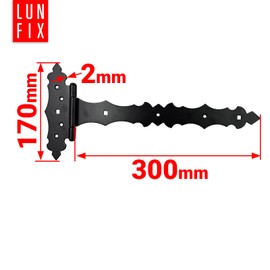170 x 300 x 2 mm Triangle Hinge Black Steel Powder Coated Decorative Hinge Furniture Hinges Retro