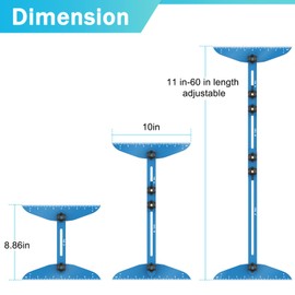 Fengone Stair Treads Gauge Template Tool Stair Tread Jig 11-60 inch Length Adjustable Measuring Stair Tread Template Tool Stair Gauge Set for Stairs, Risers, Shelf and Cutting Drywall (Blue)