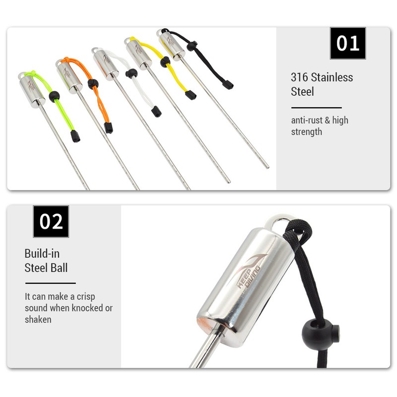 Scuba Diving Pointer Underwater Stainless Steel Tickle Stick with Lanyard