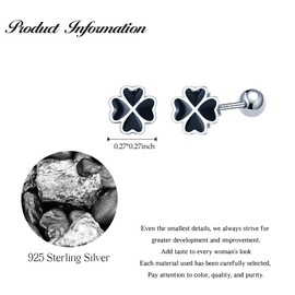 CONILOK Drip Glue Clover Star Earrings Silver 925 Stud Earrings Black Women's Jewellery Earring Gifts for Women Girls Girlfriend Mother Birthday Christmas Day Valentine's Day, Silver