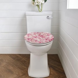 Luarisgur Cherry Blossom Toilet Seat Covers for Bathroom Pink Toilet Lid Cover Elongated Round Oblong Lids Toilet Cover Protector Soft Washable Toilet Seat Lid Cover
