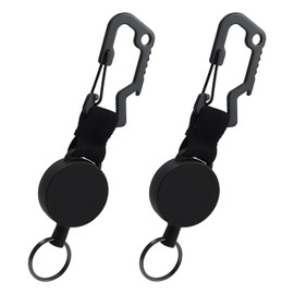 LLFYXM Retractable Keyring Keychain, 2 Pack Retractable Lanyard Extendable Key Chain Heavy Duty Key Lanyard Heavy Duty Cord ID Card Holder Extender for Work, School, Outdoor, Men, Women(Black)