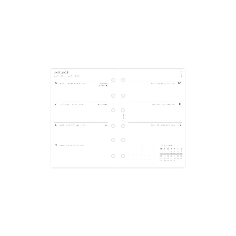 Filofax 2025 Pocket Diary Minimal Week on Two Pages