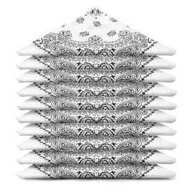 Karl Loven Pack of 100% Cotton Paisley Bandana Scarves Bandanas 25 Colours to Choose From – Pack 5/10/20, White (Mandala), Lot de 20