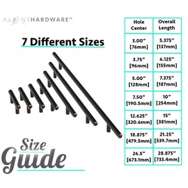ALPINE HARDWARE Premium Solid Euro Style Bar Handle Pull-25Pack-3.75 inch Hole Center & 6 1/8 inch Length Heavy Stainless Steel Handle Pull withOil-Rubbed Bronze Finish-American Owned Cabinet Hardware