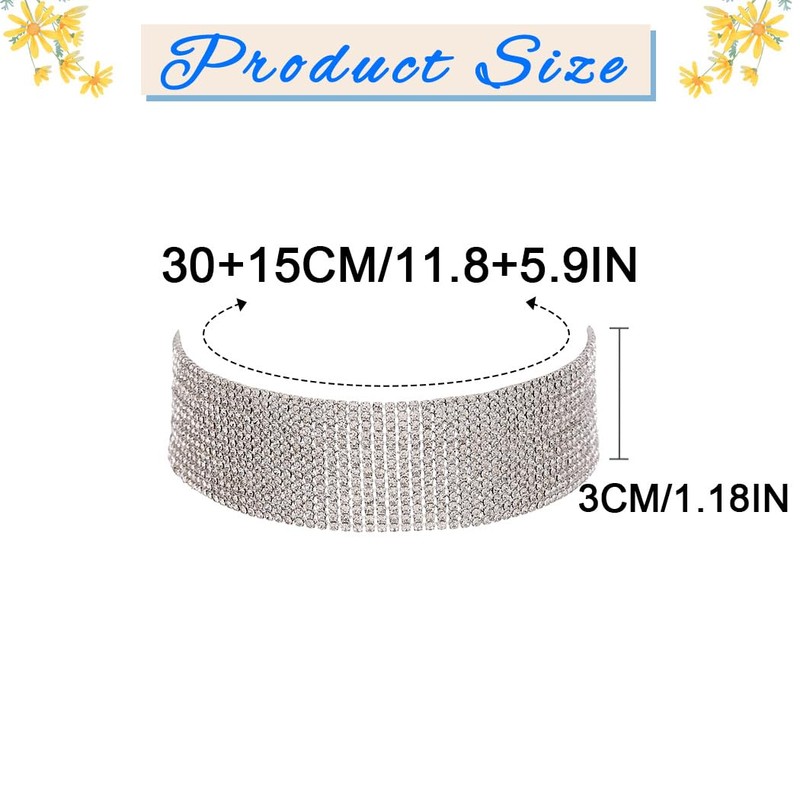 ACEDRE Rhinestone Choker Necklace Silver Bling Diamond Chokers for Women
