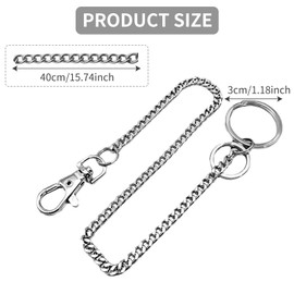 Zovator Key Chain,Silver Key Wallet Belt Ring Long Heavy Duty Key Ring Wallet Chain Metal Keychain for Men and Women