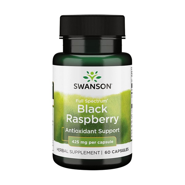 Swanson Black Raspberry - Herbal Supplement Promoting Overall Wellness Support - Natural Source of Flavonoids & Vitamin C - (60 Capsules, 425mg Each)