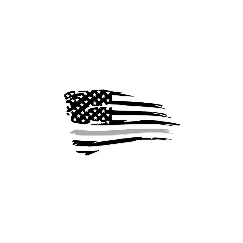Distressed American Flag Vinyl Decal Sticker | Thin Gray Line