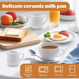 Foreverup 12Pcs Small Milk Jug, 50ml White Ceramic Mini Milk Jug, Small Gravy Jug with Handle, Reusable Mini Creamer Jugs, Sauce Pots, Sugar Pot, Syrup Server for Coffee Tea Cream Sauce Kitchen Office