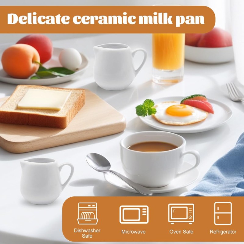 Foreverup 12Pcs Small Milk Jug, 50ml White Ceramic Mini Milk