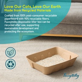 Fuzzymilky Disposable Cat Litter Box - 6 Packs, Water Resistant, Duralble Disposable Litter Boxes for Cats, Large Size (Large, 6, Count)