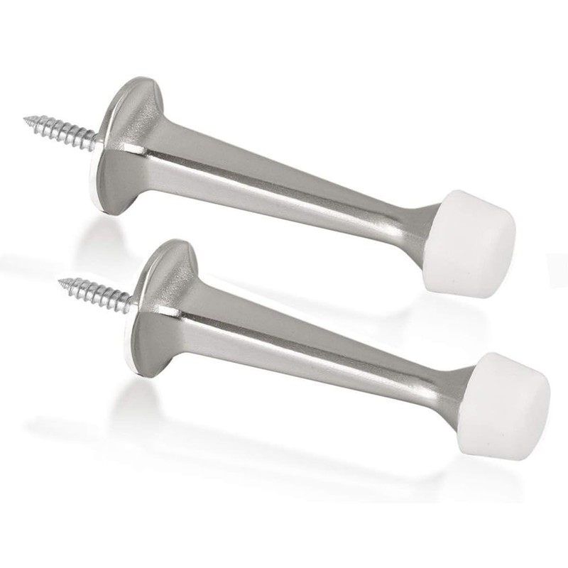 2 Pack Door Stoppers, Zinc Alloy Wall Mounted Door Stop