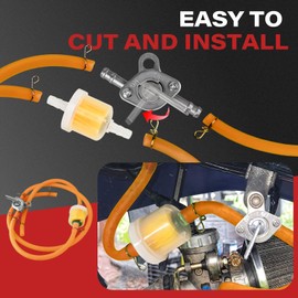KyuerWK 1/4 Gas Fuel Line Hose with Inline Fuel Tank Tap Valve Petcock & Fuel Filters & Clamps Kit, Fit for 50cc 70cc 90cc 110cc 125cc 150cc TaoTao, Coolster, Apollo, Baja, ATV (Orange)