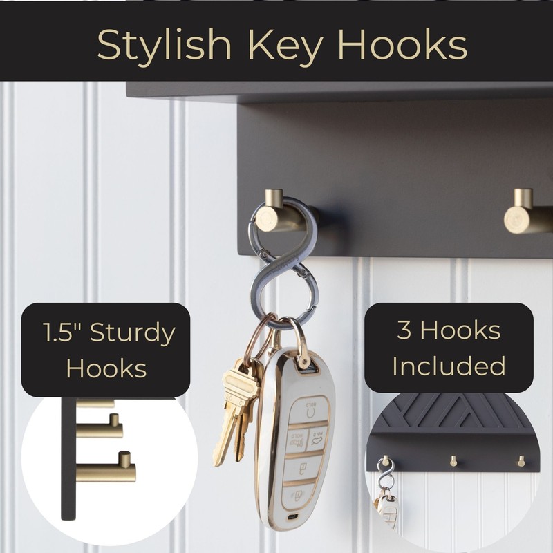 BLU MONACO Mail Organizer Wall Mounted - Grey Wood Wall