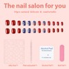 24Pcs 4th of July Press on Nails Short Square Fake