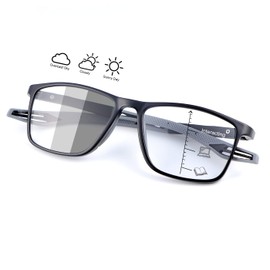 YIMI Progressive Photochromic Multifocus Reading Glasses for Men Women Spring Hinge Computer Anti Blue Light UV Sun Readers (Black, 3.00, multiplier_x)