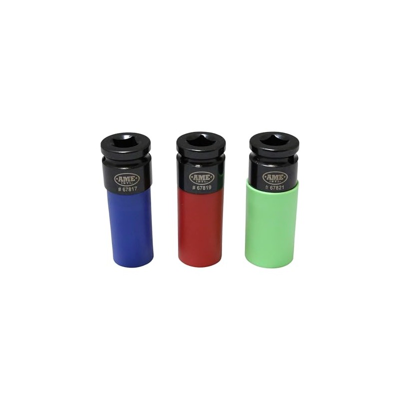 AME INTL 3 Piece SplinePlus Socket Set, 17mm, 19mm, 21mm,Blue,