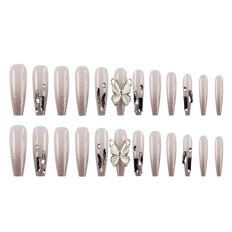 LUYING False Nail Tips, 24 Pieces, 3D Handmade Nail Tips,