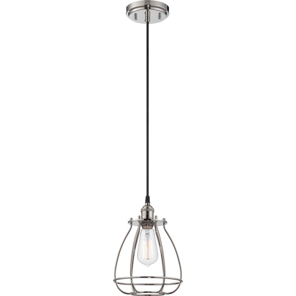 Nuvo Lighting 60/5401 Vintage Incandescent One Light Pendant Closed Cage Narrow Opening Polished Nickel