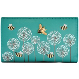 Mala Leather Moonflower Compact Bee Purse - 3554-56 (Turquoise)