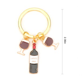 SHTALHST Wine Glass Keychain Funny Keychain for Daily Use Unique Wine Key Chain for Friend Birthday Wine Cup Charm for Women