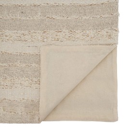 Saro Lifestyle Fringe Stripe Design Table Runner, Ivory, 16"x90"