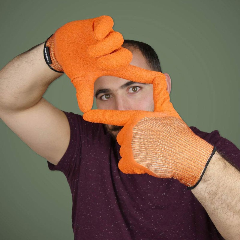 Rostain Visible IT09 Waterproof Latex Visible Gardening Gloves, Orange, Size