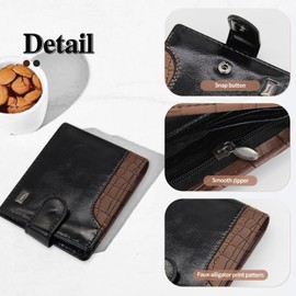 AdiStylinno Geldbörse Herren, Vintage PU Leder Portmonee Mode Slim Wallet mit Münzfach, Multifunktional Portemonnaie Herren Minimalistische Geldbeutel mit ID Fenster Mehrere Kartenfächer (Schwarz)