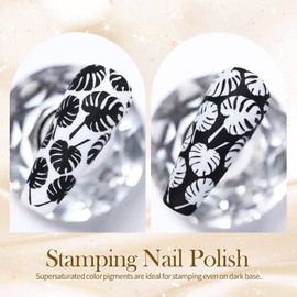 Born Pretty Born Pretty Nail Art Stamping Polish White Black Manicure Image Stamp Polish Set Print Polish Varnish 2 Bottles