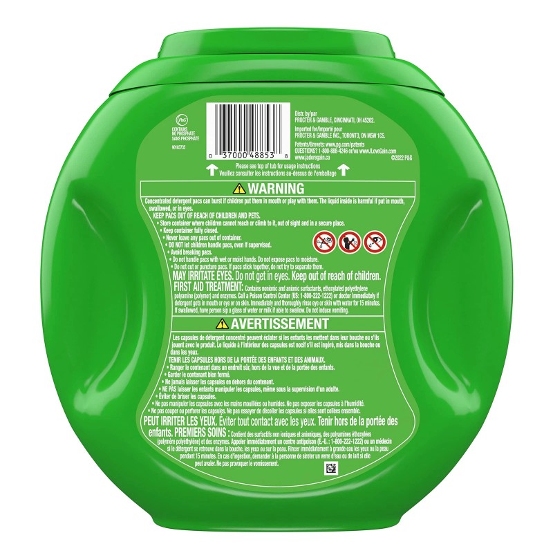 Gain Original Scent Laundry Detergent Pacs with OxiBoost Febreze 60