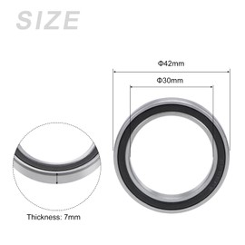 METALLIXITY Deep Groove Ball Bearing (6806-2RS, 30mm x 42mm x 7mm) 1Pcs, Chromium Steel Double Sealed Industrial Bearings - for Industrial Micro Motor