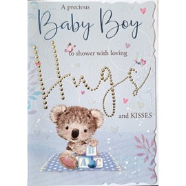 Out Of The Blue Studios A Precious Baby Boy to Shower With Loving Kisses and Hugs Card, 13cm x 19cm