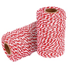 Cotton Twine String Bakers Rope: 2 Roll Twines for Crafts Gift Wrapping - 656 Feet Twine for Kitchen Cooking (20 Red Blue White, 2mm)